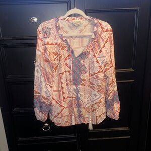 Savanna Jane Lg Multicolor Patterned Top